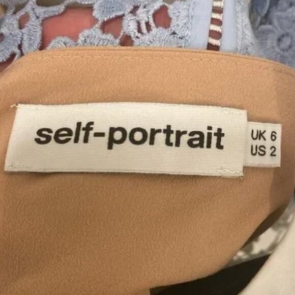 Rare SELF-PORTRAIT Petal Paneled Lace Top Blue, Size 2 - Picture 7 of 16